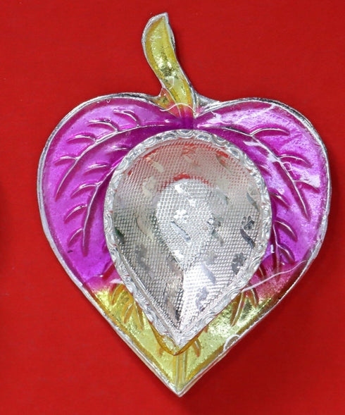 Pure Silver Peepal Leaf Pattern Fancy Diya 11.42g